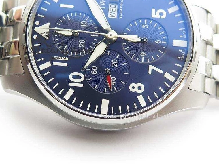 MIROTIME 0808 UrbanChic Pilot Chrono 2016 IW377714 ZF 1:1 Best Edition Blue Dial On SS Bracelet A7750 V 7272